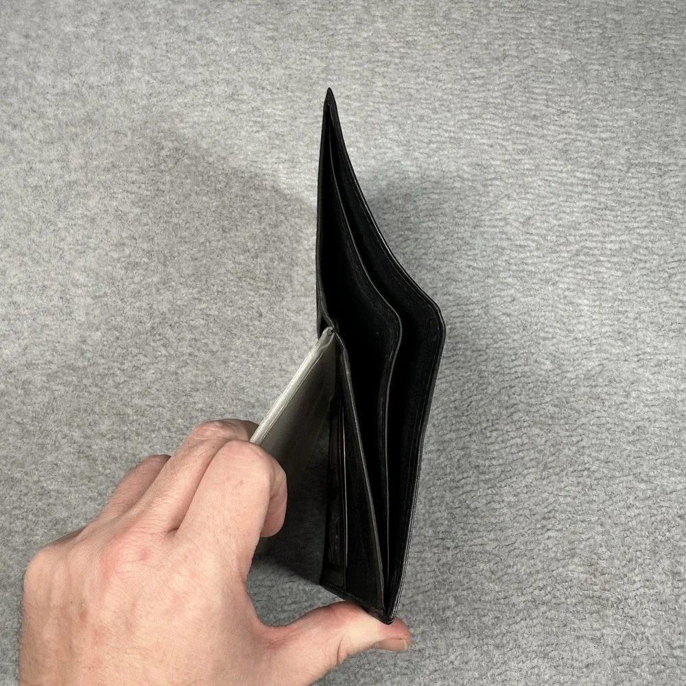 AG Wallets Genuine Leather RFID Bifold Men's Black Cowhide Billfold‎ NEW